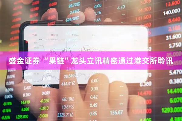 盛金证券 “果链”龙头立讯精密通过港交所聆讯